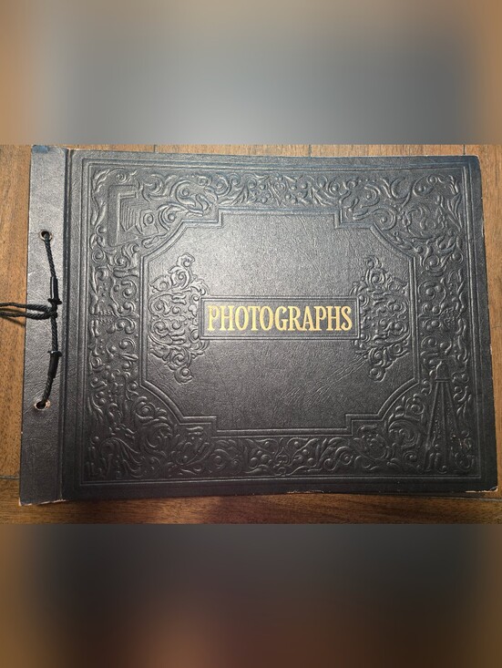 Source Unknown Other - Vintage Scrapbook 1940s, Tie-bound, Cursive Writing, Photo Album Keepsake